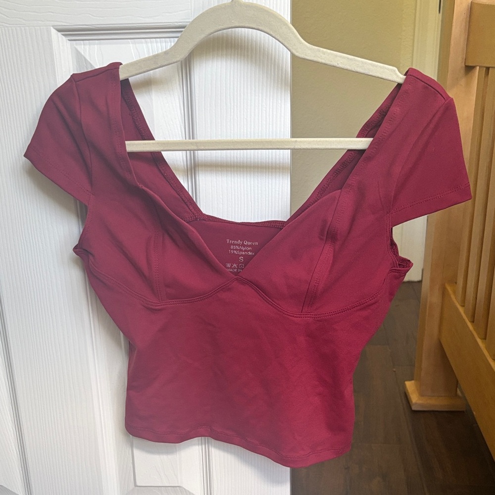 Deep Red Short Sleeve Top